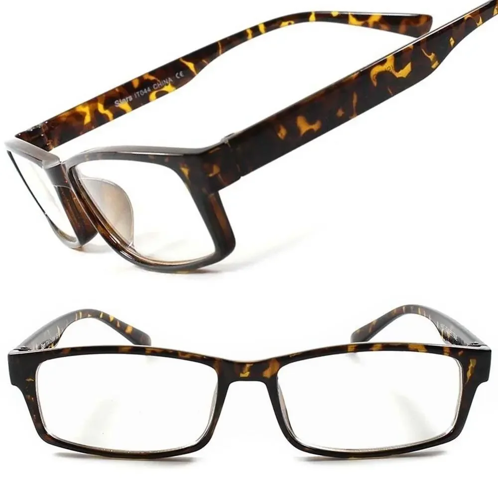 Black Tortoise Rectangle Clear Lens Fashion Glasses Unisex